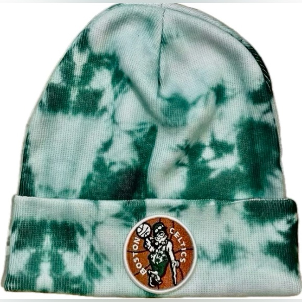 NWOT MITCHELL & NESS BOSTON CELTICS NBA BASKETBALL GREEN TIE-DYE BEANIE HAT OSFA